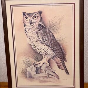 Vintage Owl Wall Art in Brown Frame by Latta